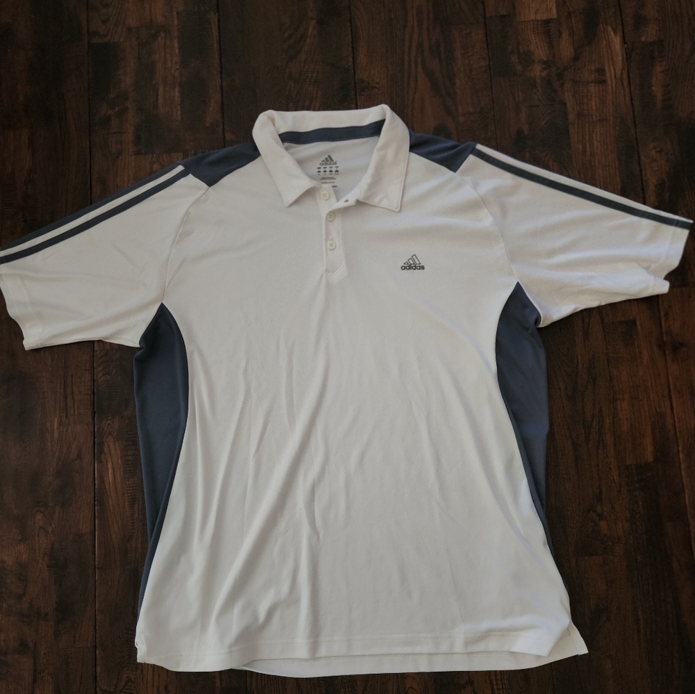 adidas White and Navy Polo Shirt